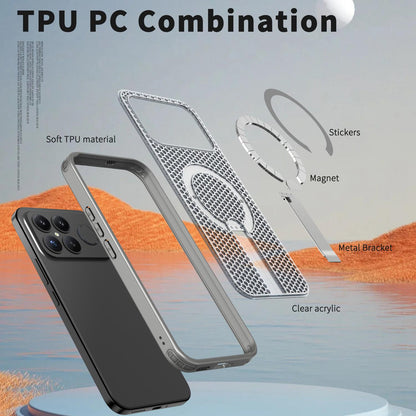 For Redmi K90 Pro Max / Poco F8 Ultra Honeycomb Cooling MagSafe Holder Phone Case(Titanium Grey)