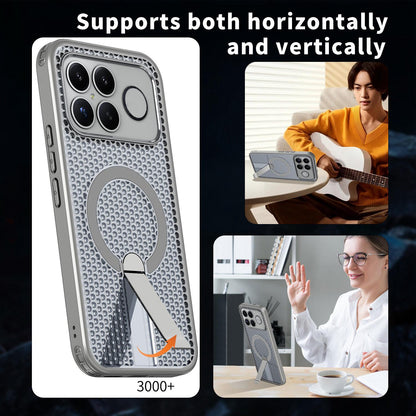 For Redmi K90 Pro Max / Poco F8 Ultra Honeycomb Cooling MagSafe Holder Phone Case(Titanium Grey)