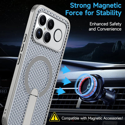 For Redmi K90 Pro Max / Poco F8 Ultra Honeycomb Cooling MagSafe Holder Phone Case(Titanium Grey)