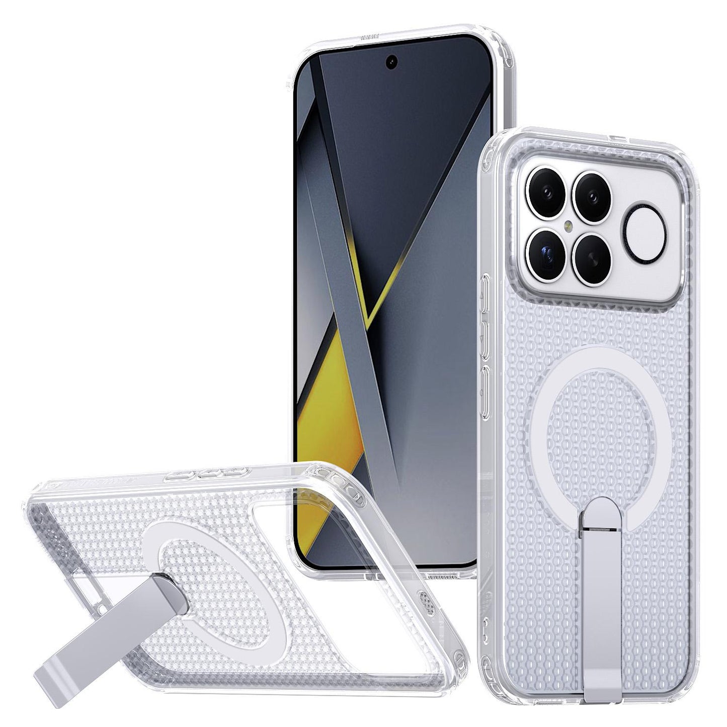 For Redmi K90 Pro Max / Poco F8 Ultra Honeycomb Cooling MagSafe Holder Phone Case(Frosted Transparent)