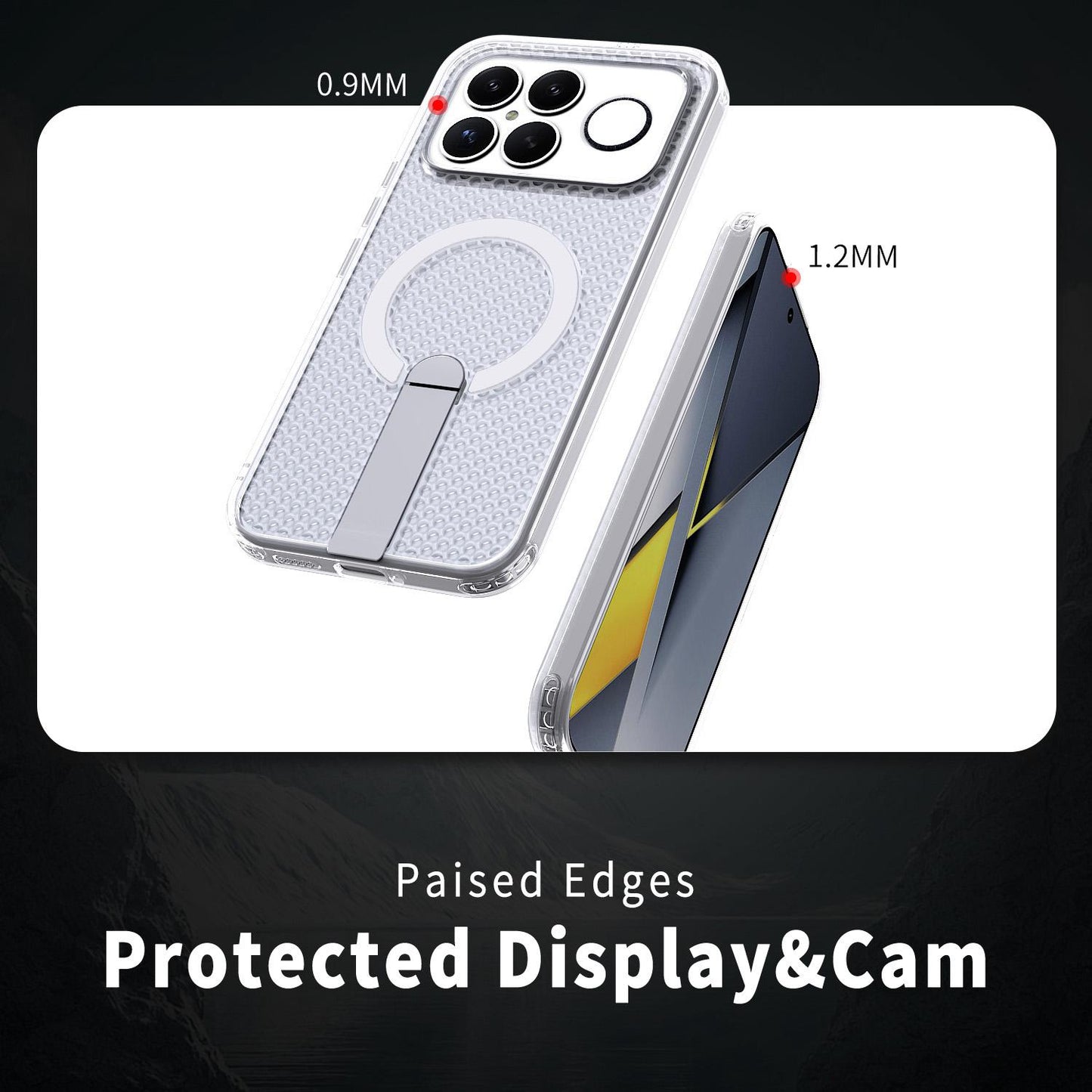 For Redmi K90 Pro Max / Poco F8 Ultra Honeycomb Cooling MagSafe Holder Phone Case(Frosted Transparent)