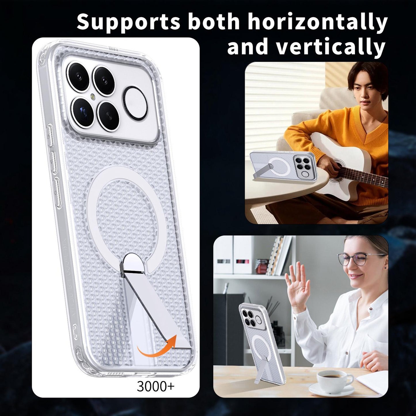 For Redmi K90 Pro Max / Poco F8 Ultra Honeycomb Cooling MagSafe Holder Phone Case(Frosted Transparent)