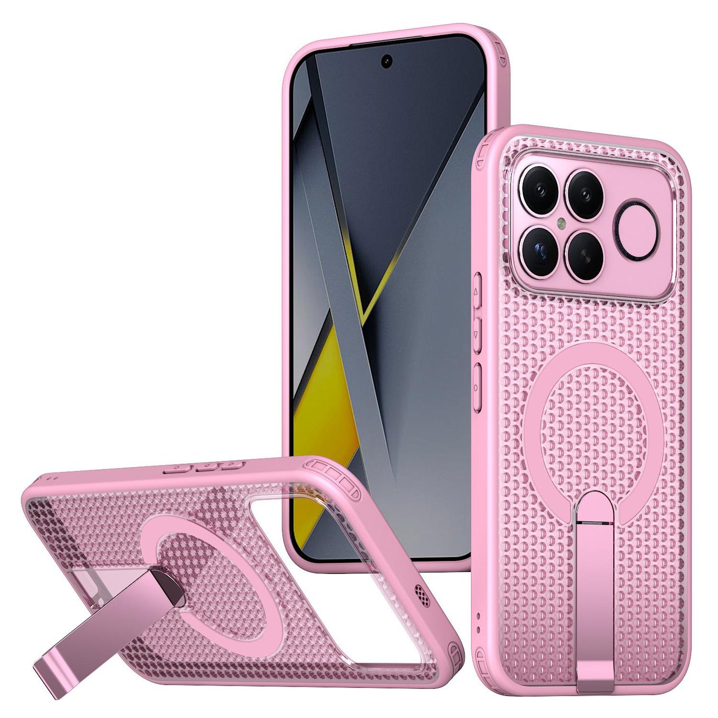 For Redmi K90 Pro Max / Poco F8 Ultra Honeycomb Cooling MagSafe Holder Phone Case(Pink)