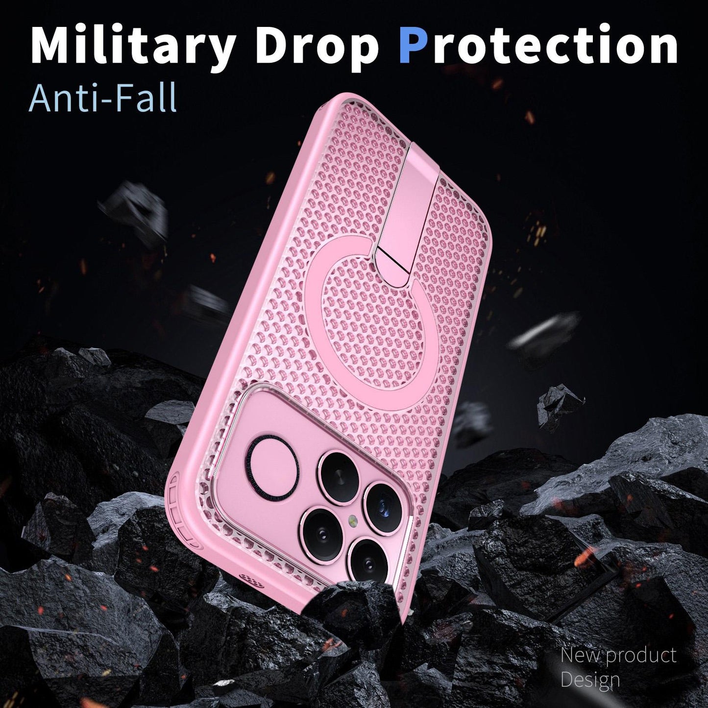 For Redmi K90 Pro Max / Poco F8 Ultra Honeycomb Cooling MagSafe Holder Phone Case(Pink)