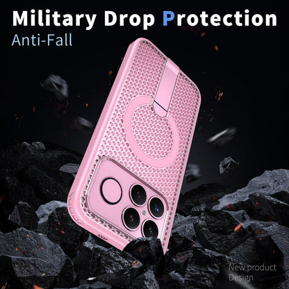 For Redmi K90 Pro Max / Poco F8 Ultra Honeycomb Cooling MagSafe Holder Phone Case(Pink)