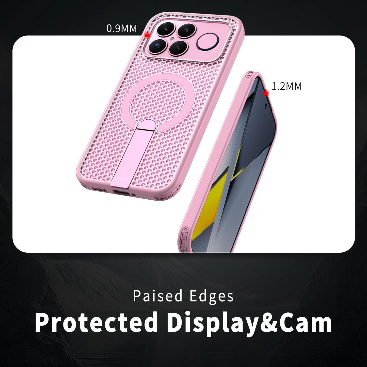 For Redmi K90 Pro Max / Poco F8 Ultra Honeycomb Cooling MagSafe Holder Phone Case(Pink)