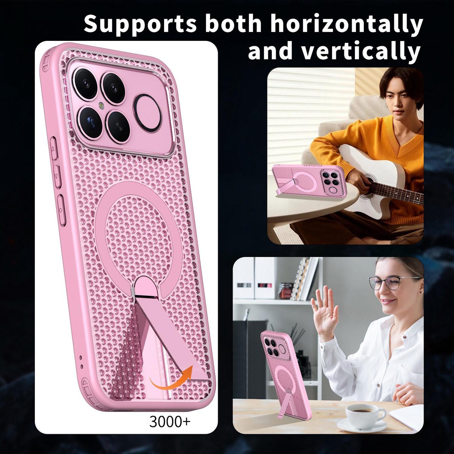 For Redmi K90 Pro Max / Poco F8 Ultra Honeycomb Cooling MagSafe Holder Phone Case(Pink)