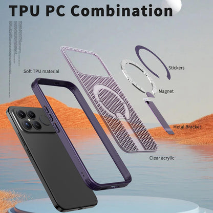 For Redmi K90 Pro Max / Poco F8 Ultra Honeycomb Cooling MagSafe Holder Phone Case(Purple)