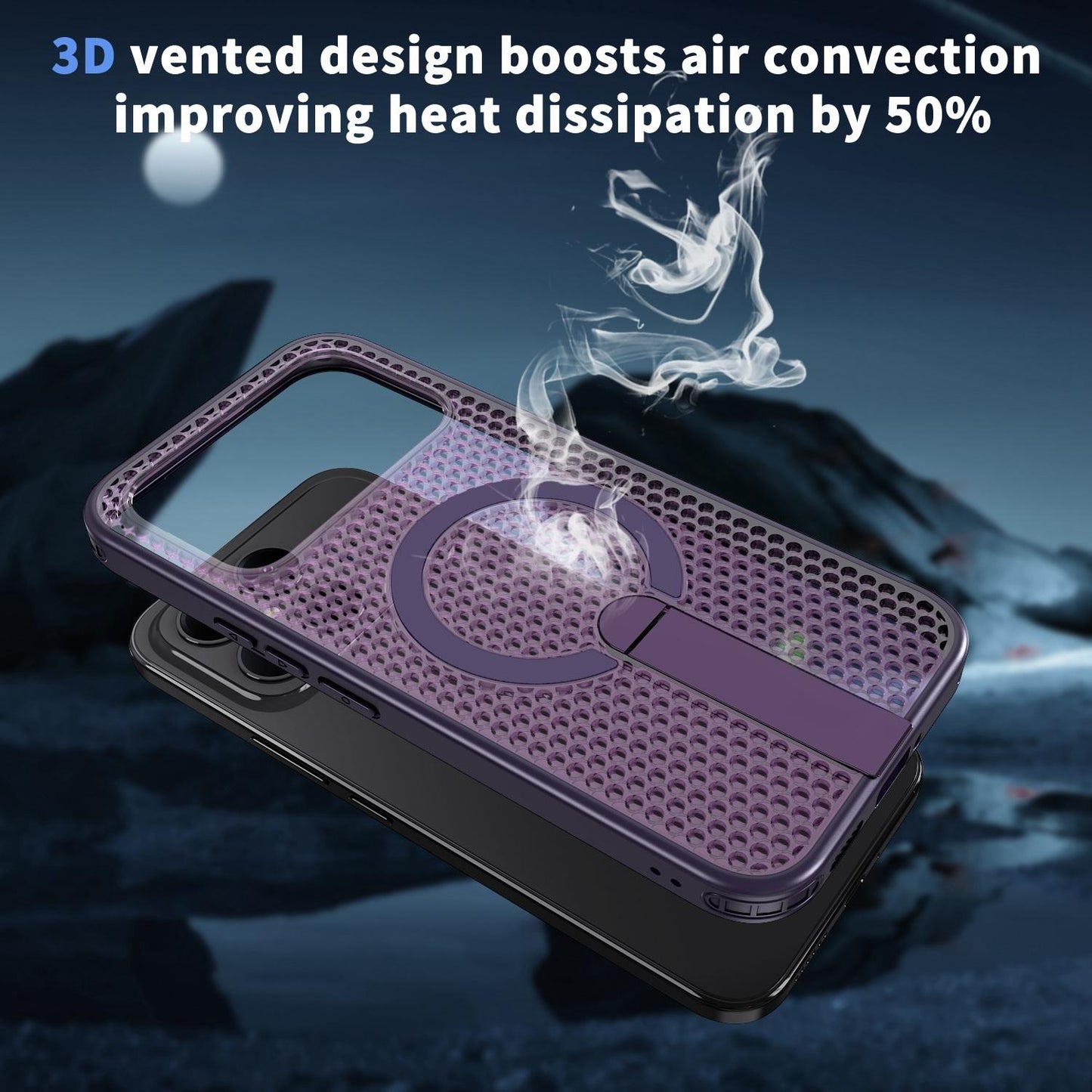 For Redmi K90 Pro Max / Poco F8 Ultra Honeycomb Cooling MagSafe Holder Phone Case(Purple)