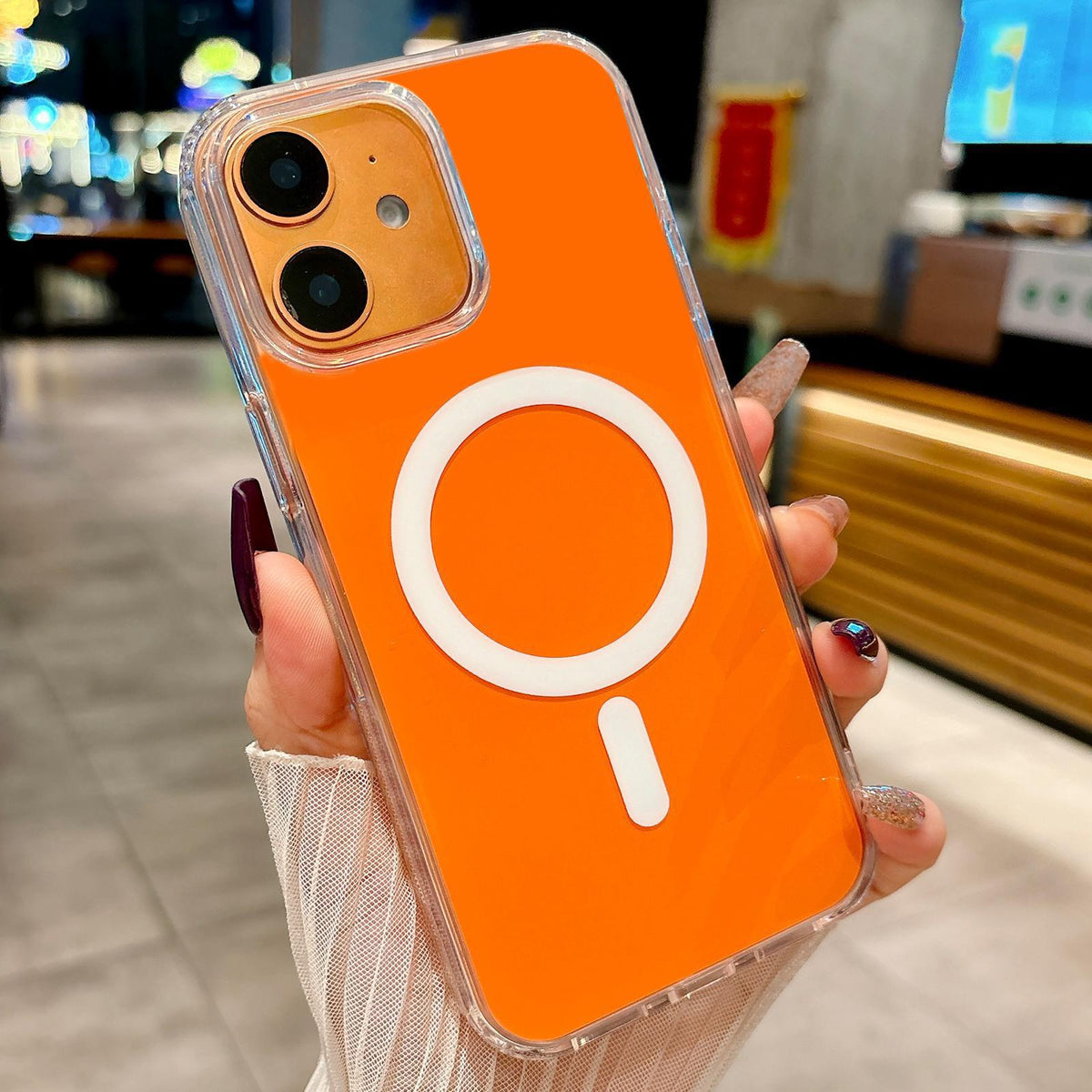 For iPhone 11 Acrylic MagSafe Phone Case - Orange - EDA008718405A