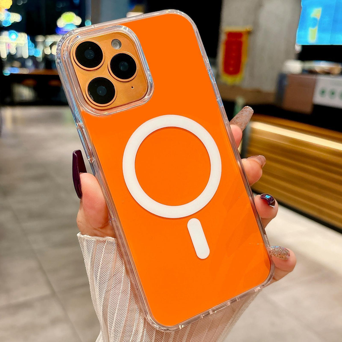 For iPhone 11 Pro Acrylic MagSafe Phone Case - Orange - EDA008718406A