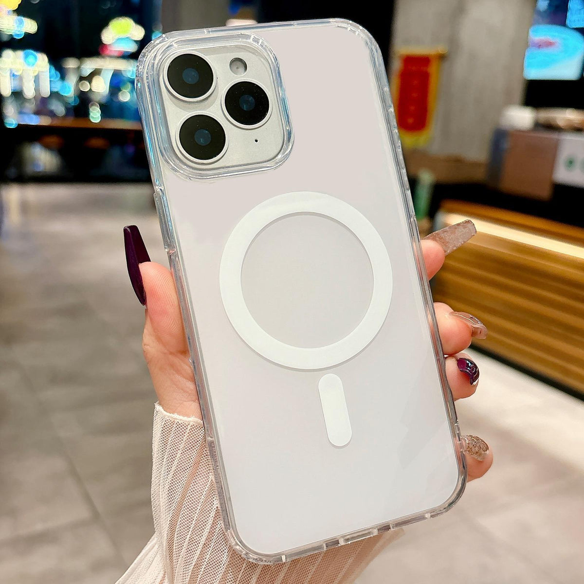 For iPhone 11 Pro Acrylic MagSafe Phone Case - Silver - EDA008718406B