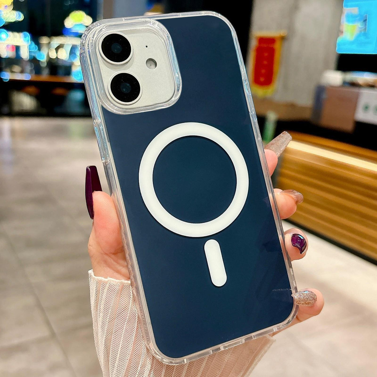 For iPhone 12 Acrylic MagSafe Phone Case - Blue - EDA008718408D