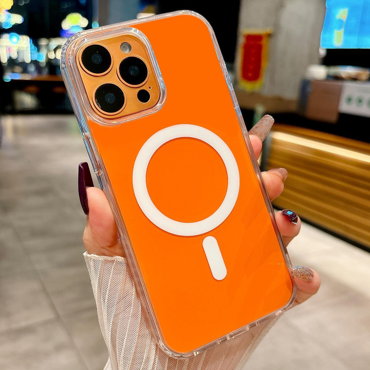 For iPhone 12 Pro Max Acrylic MagSafe Phone Case - Orange - EDA008718410A