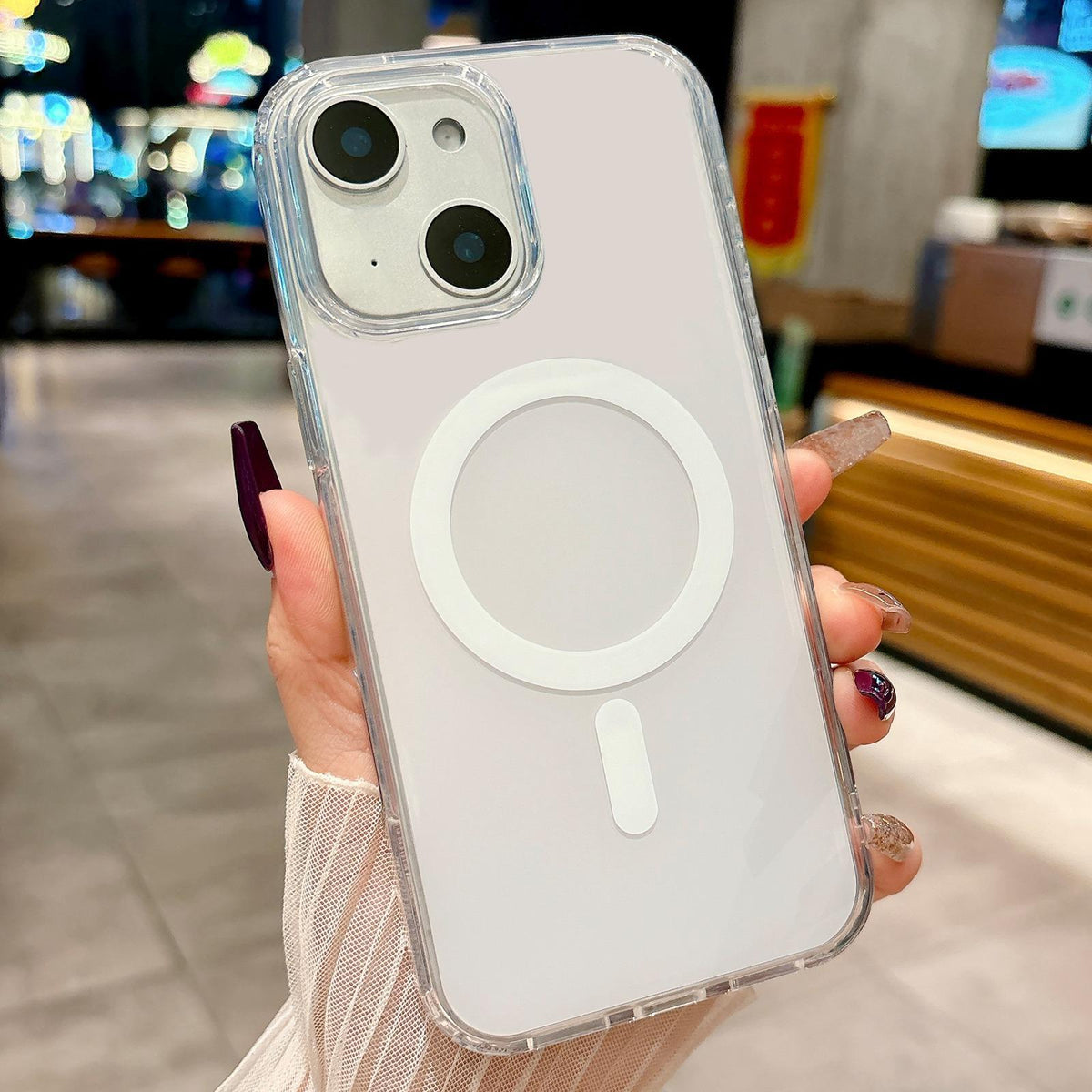 For iPhone 15 Plus Acrylic MagSafe Phone Case - Silver - EDA008718419B