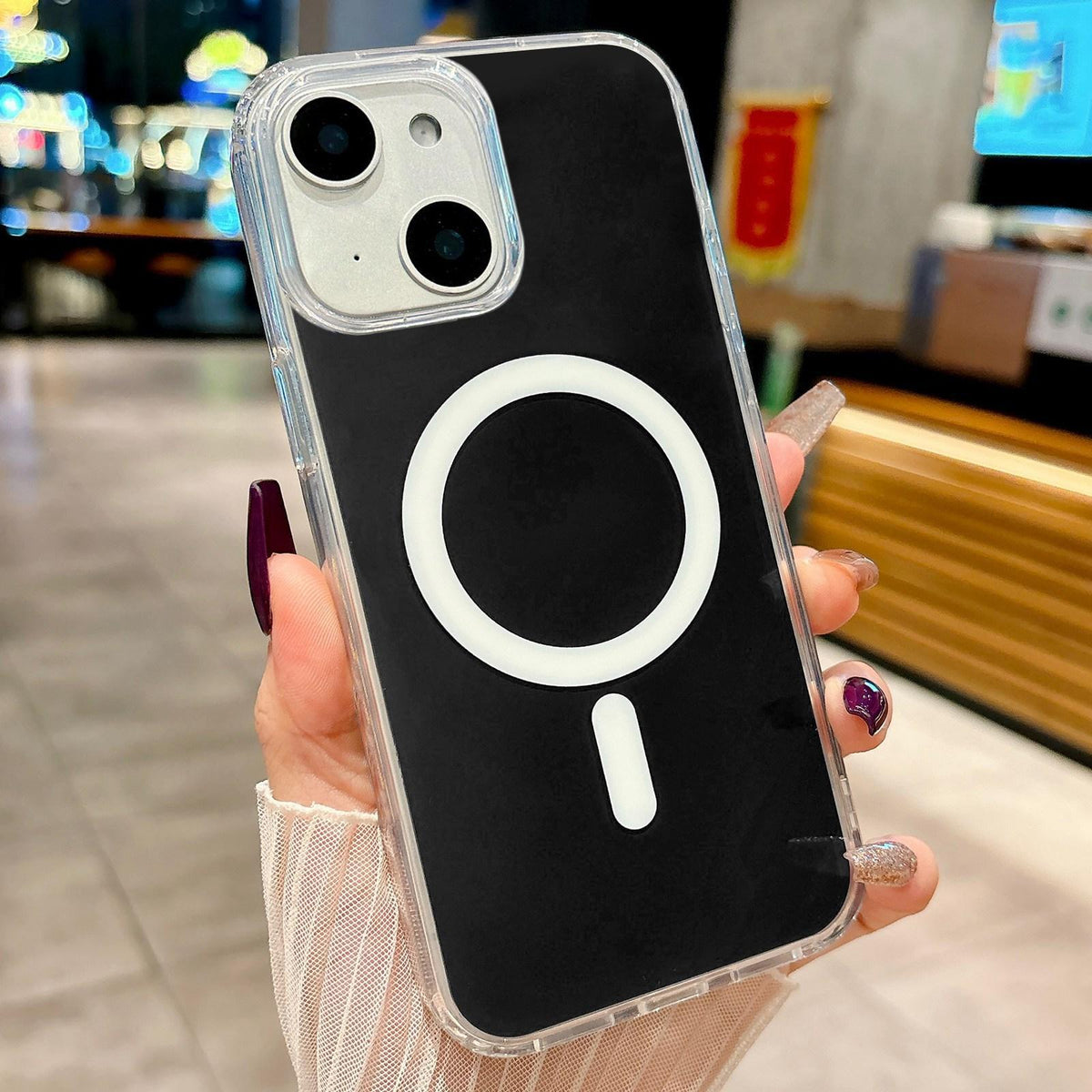 For iPhone 15 Plus Acrylic MagSafe Phone Case - Black - EDA008718419C