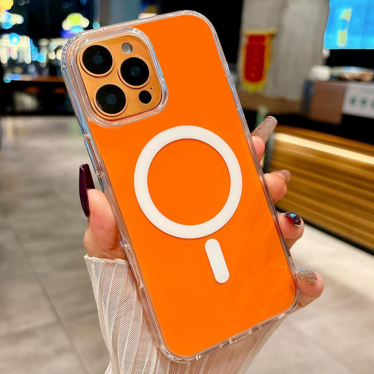 For iPhone 16 Pro Max Acrylic MagSafe Phone Case - Orange - EDA008718425A
