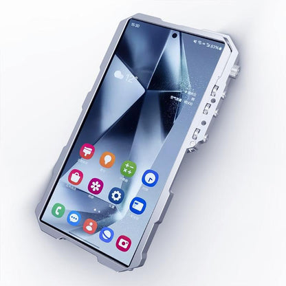 For Honor X80 Pro Max Trigger Design Hollow Metal Frame Phone Case with Lanyard(Silver)