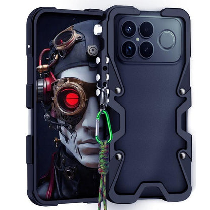 For Redmi K90 Pro Max / Poco F8 Ultra 5G Trigger Design Hollow Metal Frame Phone Case with Lanyard(Black)