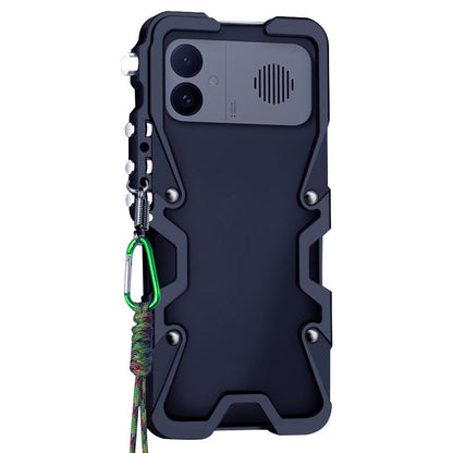 For Redmi K90 Ultra 5G Trigger Design Hollow Metal Frame Phone Case with Lanyard(Black)