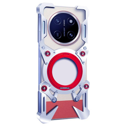 For Honor X80 Pro Max Rotating Bracket Hollow Metal Phone Case with Lanyard(Silver)