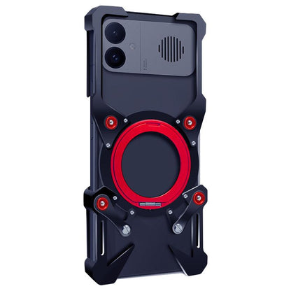 For Redmi K90 Ultra 5G Rotating Bracket Hollow Metal Phone Case with Lanyard(Black)