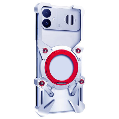 For Redmi K90 Ultra 5G Rotating Bracket Hollow Metal Phone Case with Lanyard(Silver)