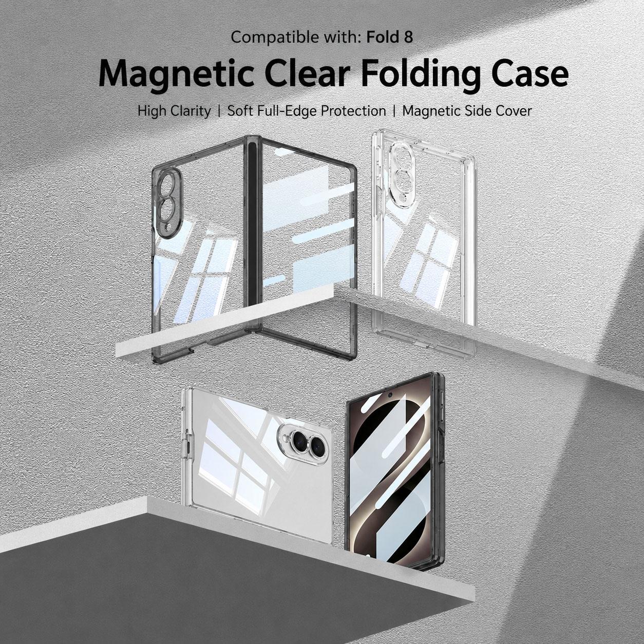 For Galaxy Z Fold8 5G GKK Integrated Magnetic Folding Transparent Phone Case(Transparent)