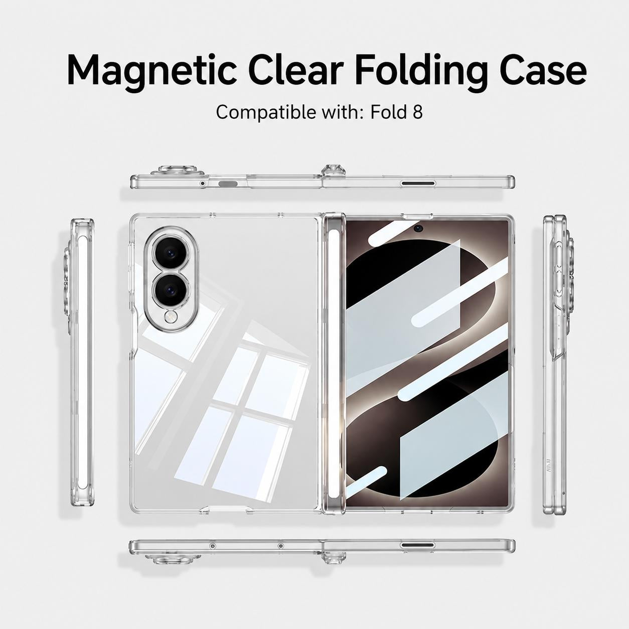 For Galaxy Z Fold8 5G GKK Integrated Magnetic Folding Transparent Phone Case(Transparent)