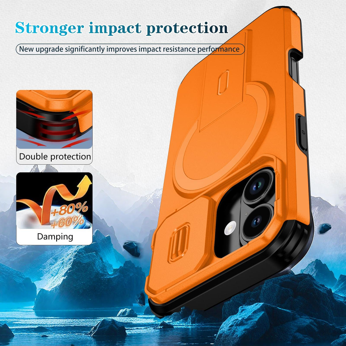 For iPhone 18 Sliding Camshield MagSafe Holder Phone Case - Orange - EDA008742325A