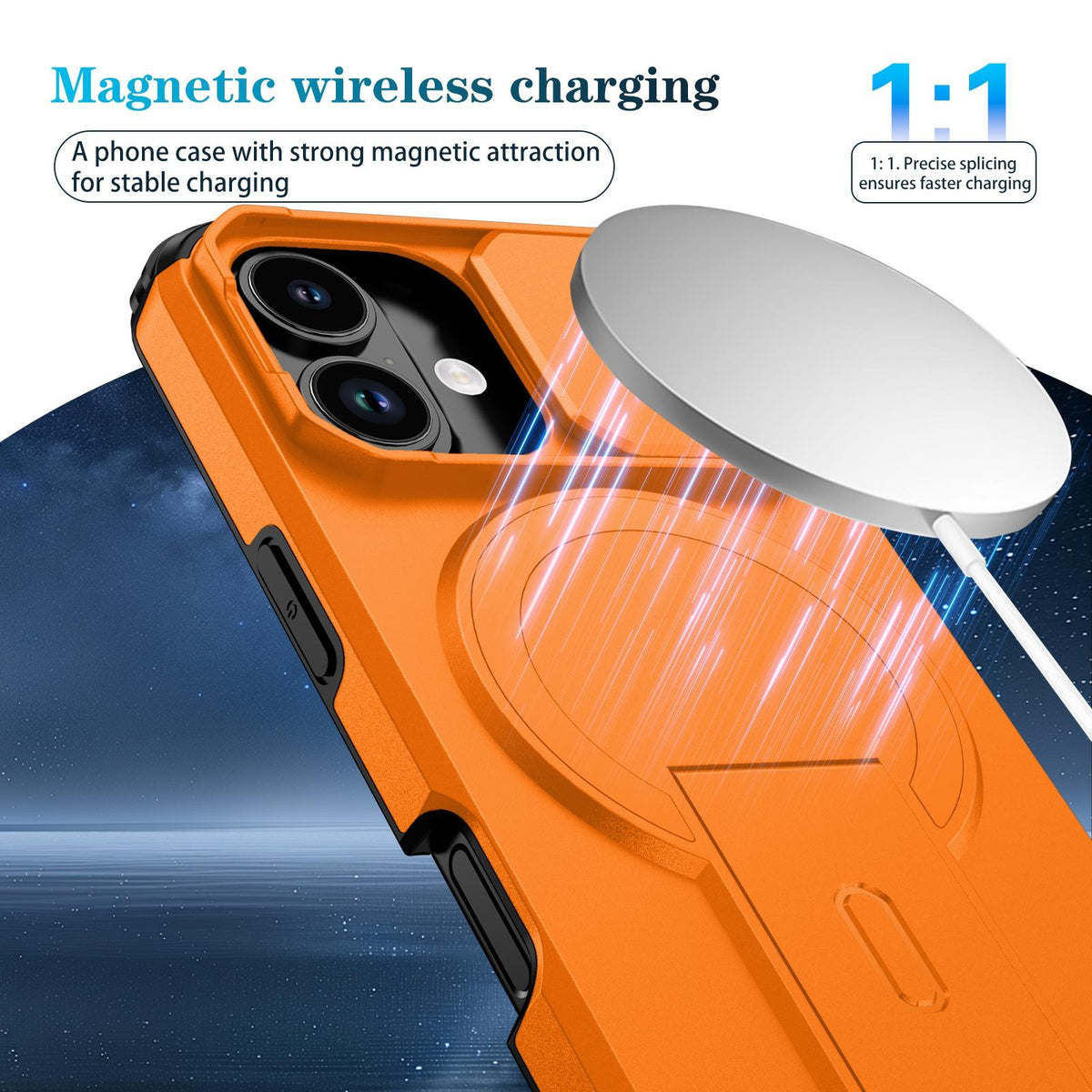 For iPhone 18 Sliding Camshield MagSafe Holder Phone Case - Orange - EDA008742325A