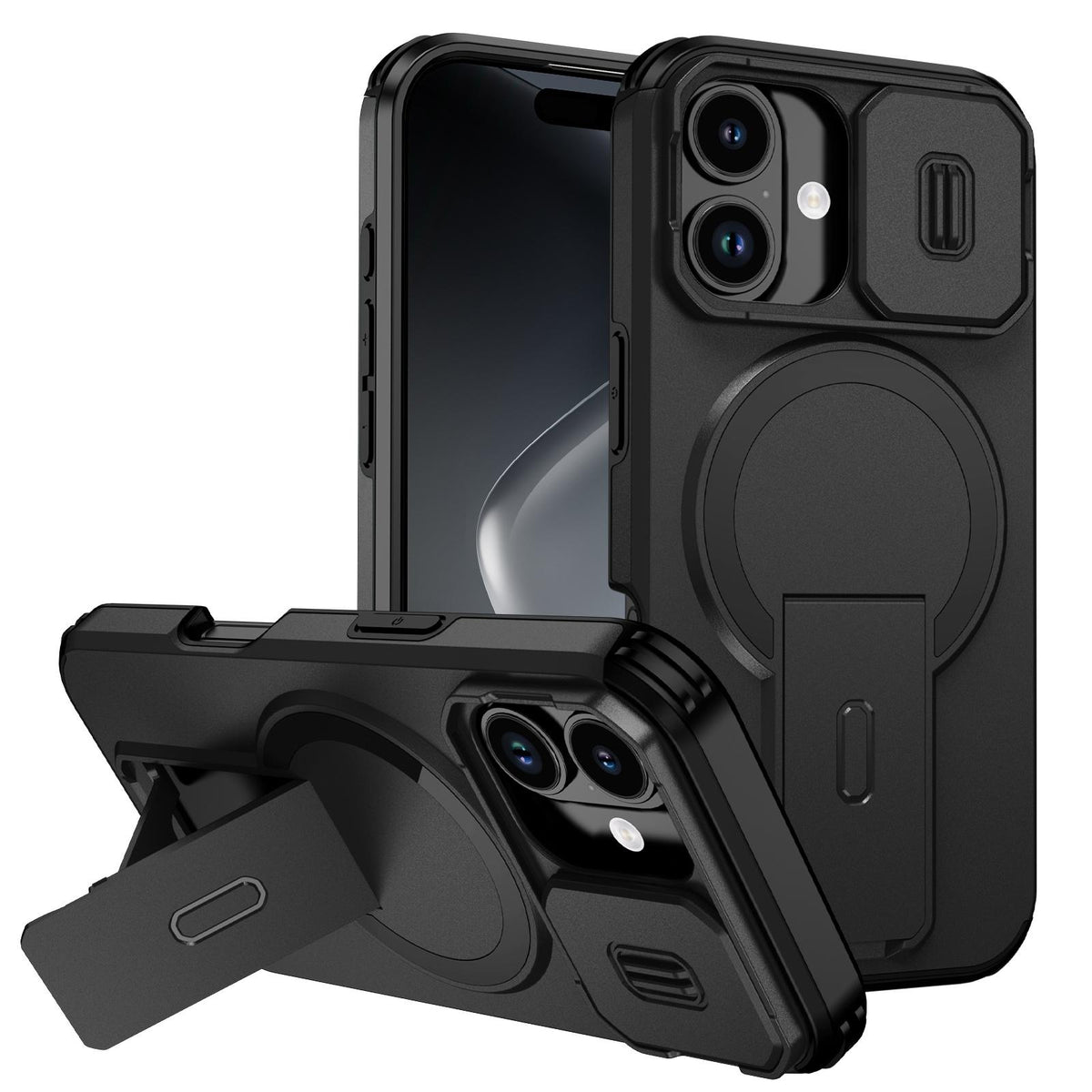 For iPhone 18 Sliding Camshield MagSafe Holder Phone Case - Black - EDA008742325C