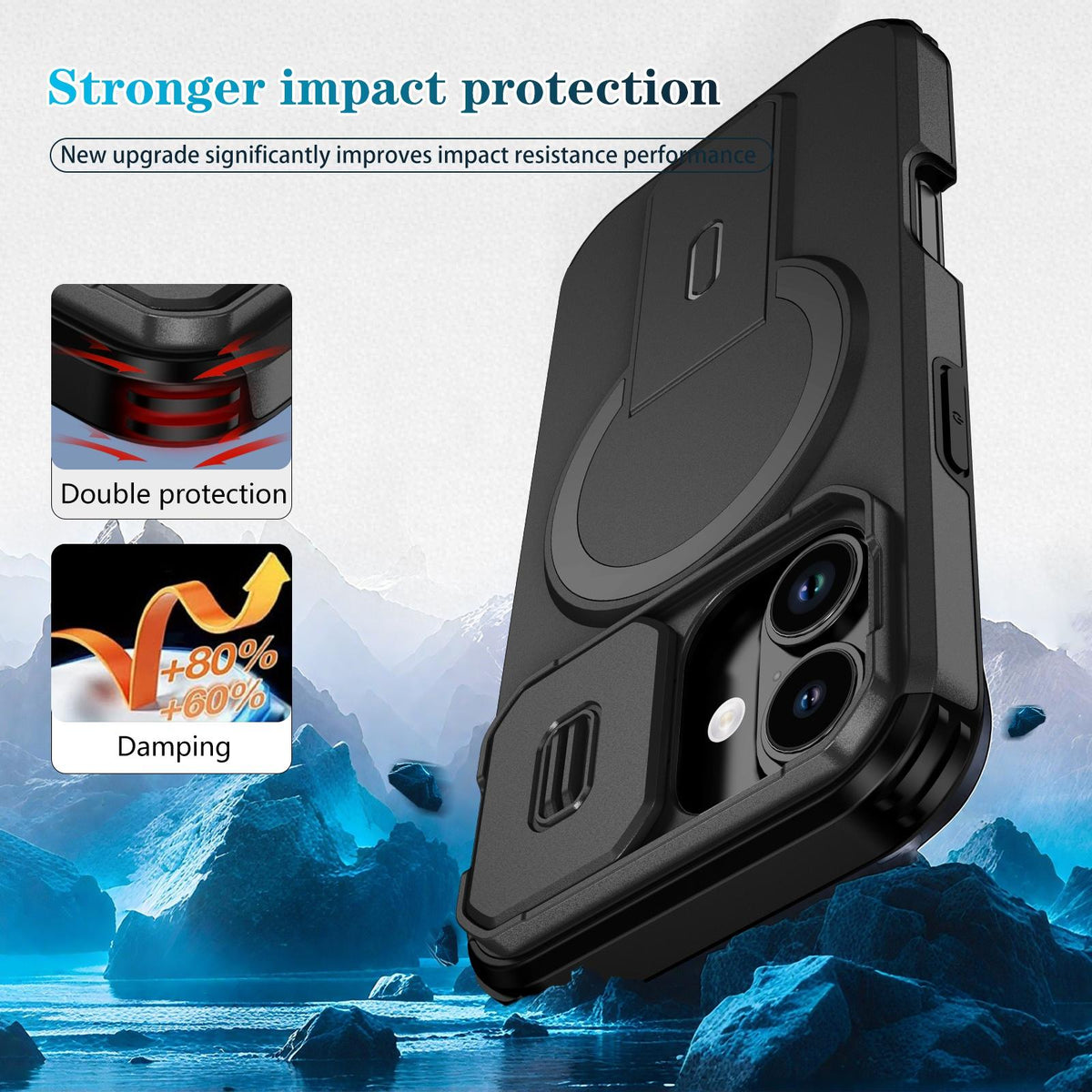 For iPhone 18 Sliding Camshield MagSafe Holder Phone Case - Black - EDA008742325C
