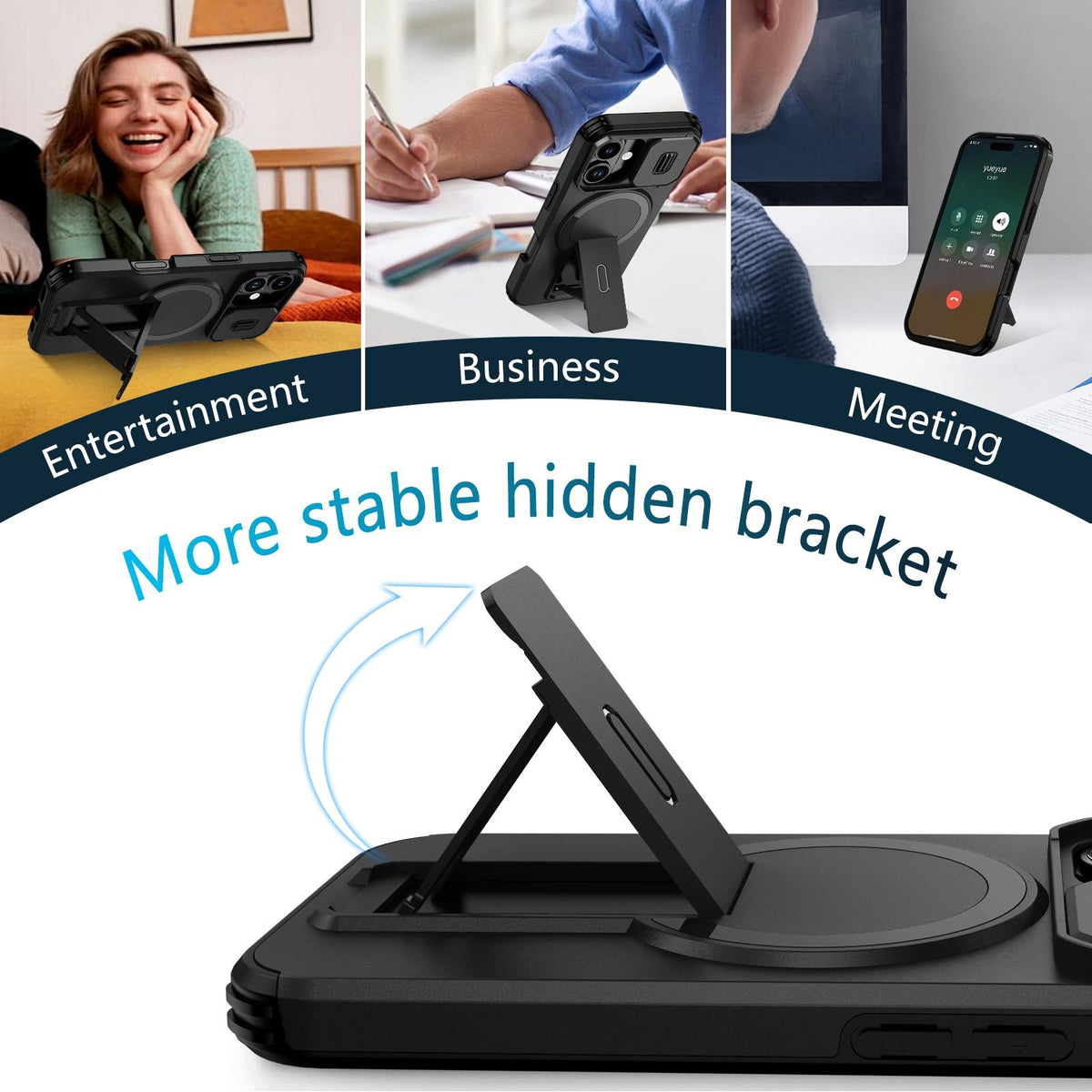 For iPhone 18 Sliding Camshield MagSafe Holder Phone Case - Black - EDA008742325C