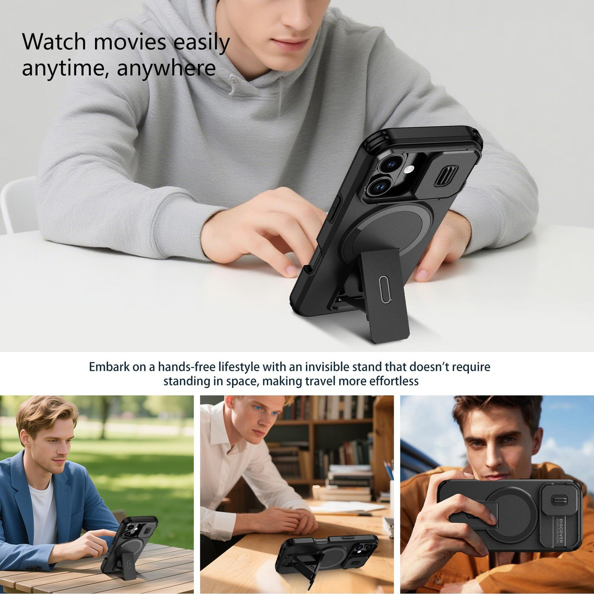 For iPhone 18 Sliding Camshield MagSafe Holder Phone Case - Black - EDA008742325C