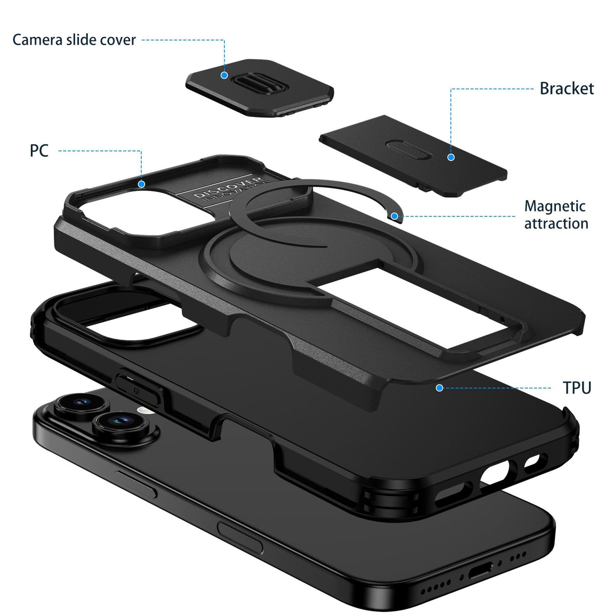 For iPhone 18 Sliding Camshield MagSafe Holder Phone Case - Black - EDA008742325C