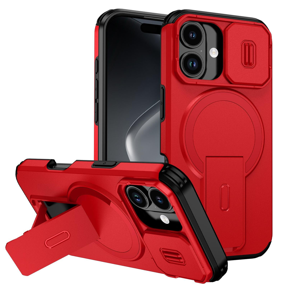 For iPhone 18 Sliding Camshield MagSafe Holder Phone Case - Red - EDA008742325D