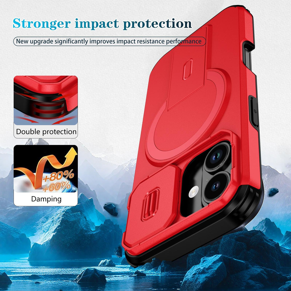 For iPhone 18 Sliding Camshield MagSafe Holder Phone Case - Red - EDA008742325D