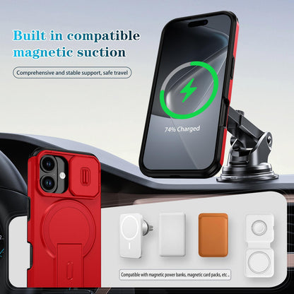 For iPhone 18 Sliding Camshield MagSafe Holder Phone Case - Red - EDA008742325D
