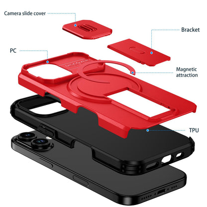 For iPhone 18 Sliding Camshield MagSafe Holder Phone Case - Red - EDA008742325D
