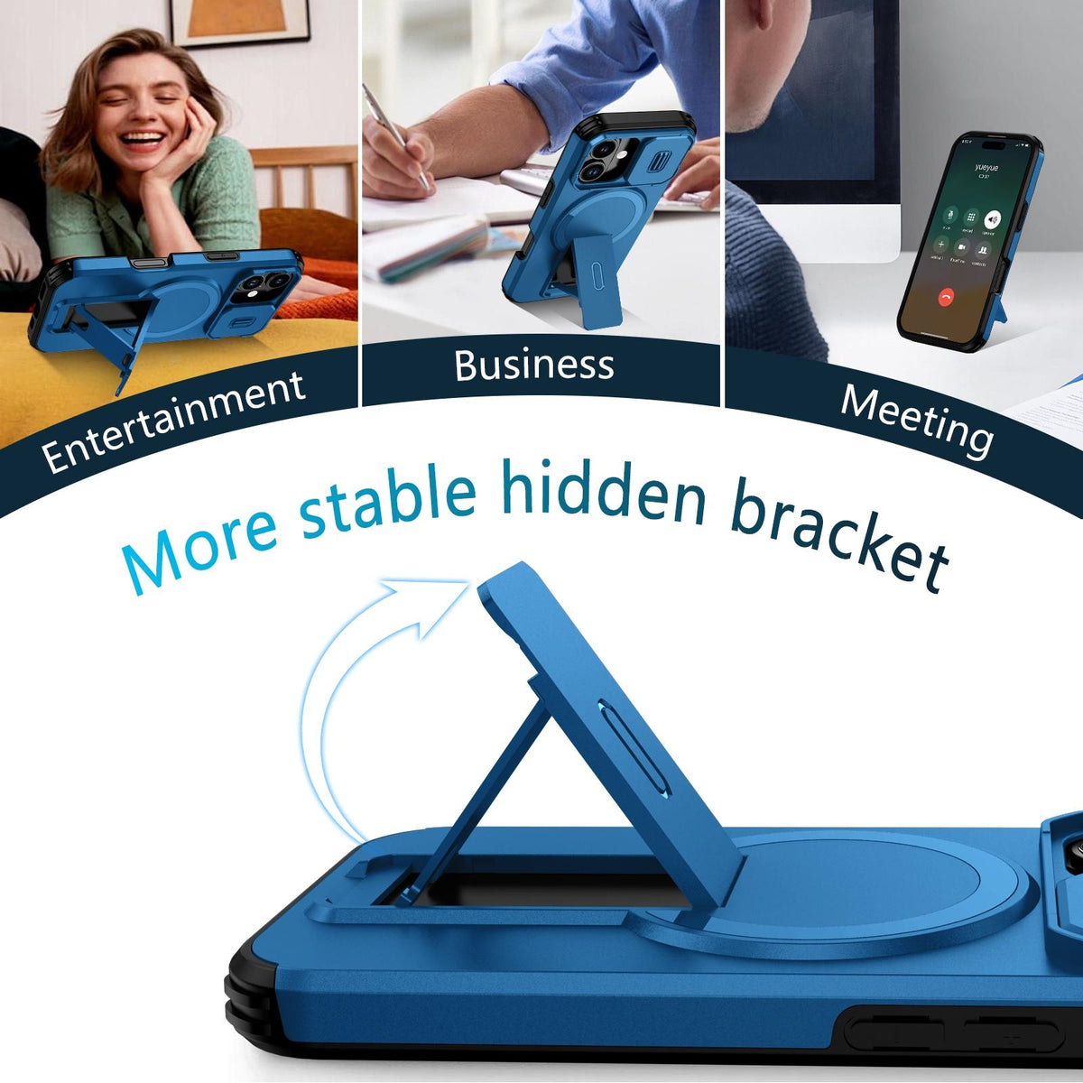 For iPhone 18 Sliding Camshield MagSafe Holder Phone Case - Blue - EDA008742325E