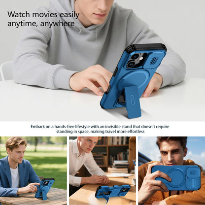 For iPhone 18 Sliding Camshield MagSafe Holder Phone Case - Blue - EDA008742325E