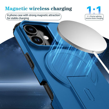 For iPhone 18 Sliding Camshield MagSafe Holder Phone Case - Blue - EDA008742325E