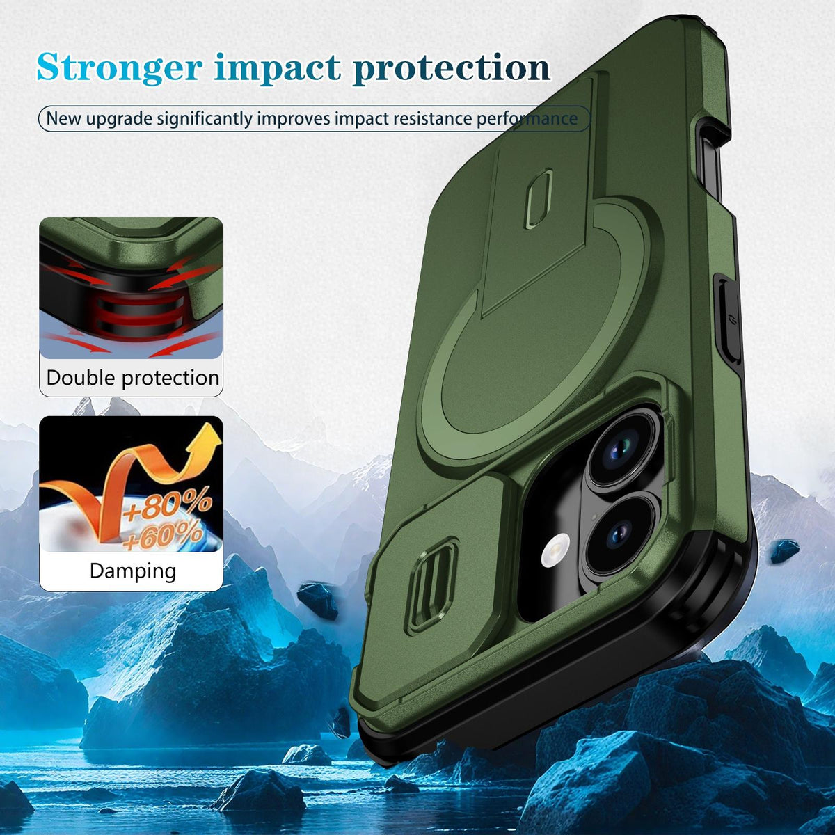 For iPhone 18 Sliding Camshield MagSafe Holder Phone Case - Green - EDA008742325F