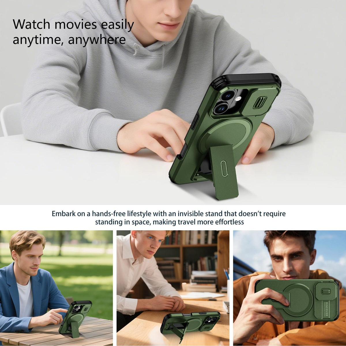For iPhone 18 Sliding Camshield MagSafe Holder Phone Case - Green - EDA008742325F