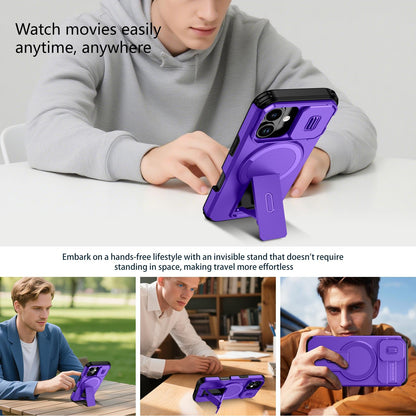 For iPhone 18 Sliding Camshield MagSafe Holder Phone Case - Purple - EDA008742325G
