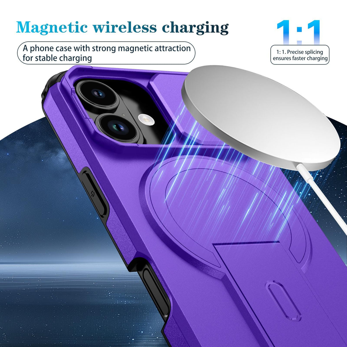 For iPhone 18 Sliding Camshield MagSafe Holder Phone Case - Purple - EDA008742325G