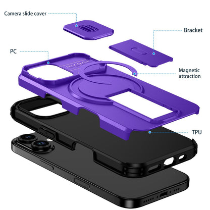 For iPhone 18 Sliding Camshield MagSafe Holder Phone Case - Purple - EDA008742325G
