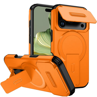 For iPhone 18 Pro Sliding Camshield MagSafe Holder Phone Case - Orange - EDA008742326A