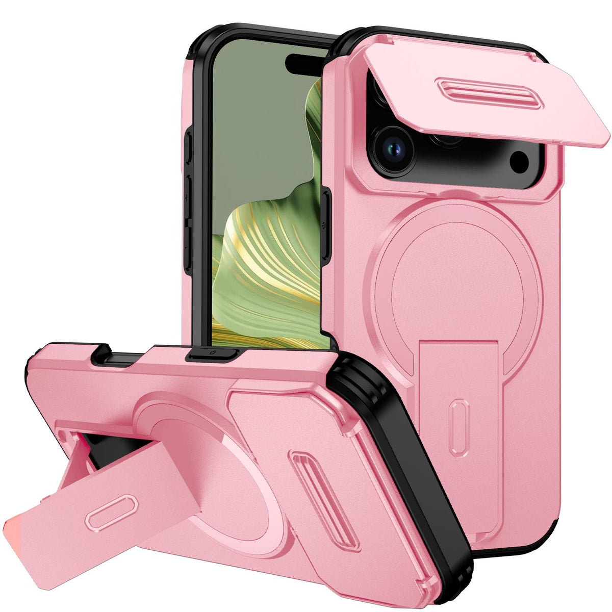 For iPhone 18 Pro Sliding Camshield MagSafe Holder Phone Case - Pink - EDA008742326B